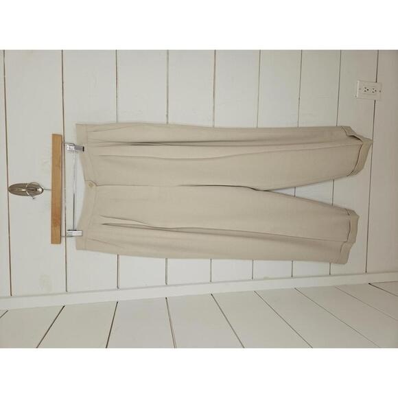 Vintage Jones New York size 16 cream/tan pleated & cropped dress pants - Picture 1 of 4